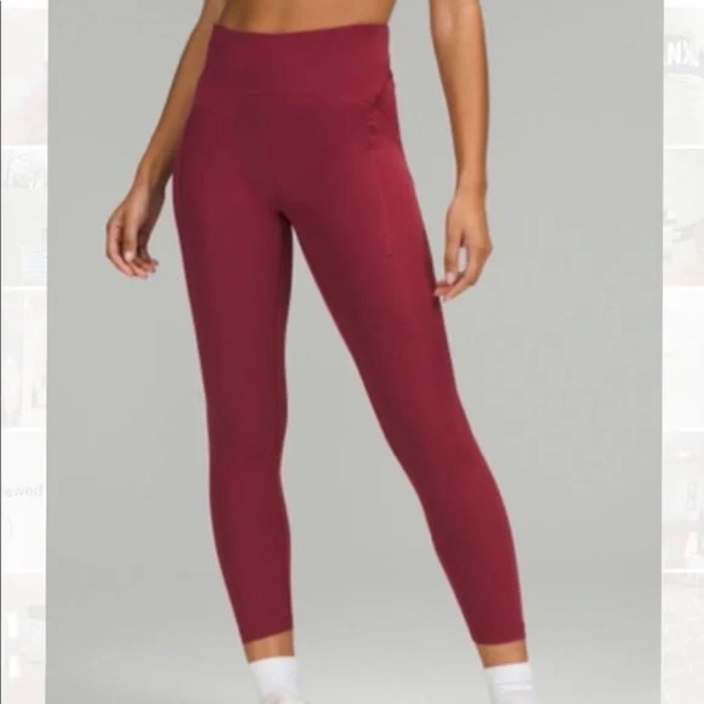 Lululemon athletica pants Women’s High-Rise Burgundy Active Leggings - Picture 2 of 3